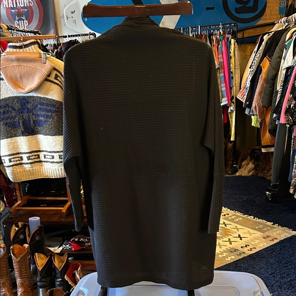Free People Black Long Sleeve waffle dress